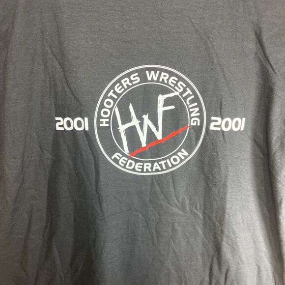 Vintage Wrestling Hooters Wrestling Federation HWF 2001 Black T-Shirt Size 2XL - Picture 2 of 7